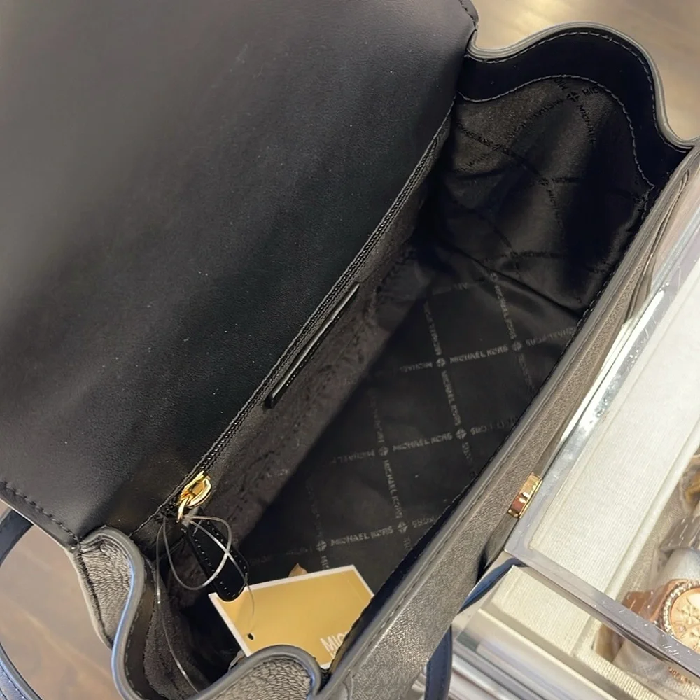 Michael Kors Whitney Medium Leather Flap Signature Satchel Shoulder Crossbody
